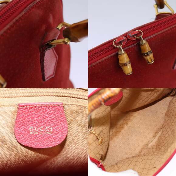 GUCCI Bamboo Hand Bag Suede Red 000 12740290 - Picture 11 of 13